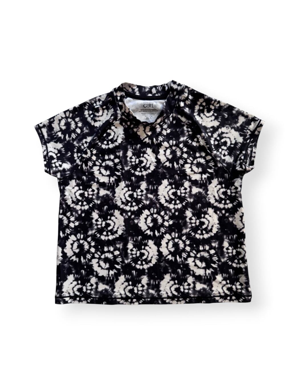 Athleta Girl b&w tie dye rashguard swim shirt